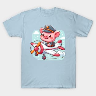 Cute Pilot Pig T-Shirt